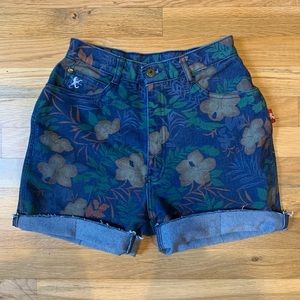 High waisted floral print shorts